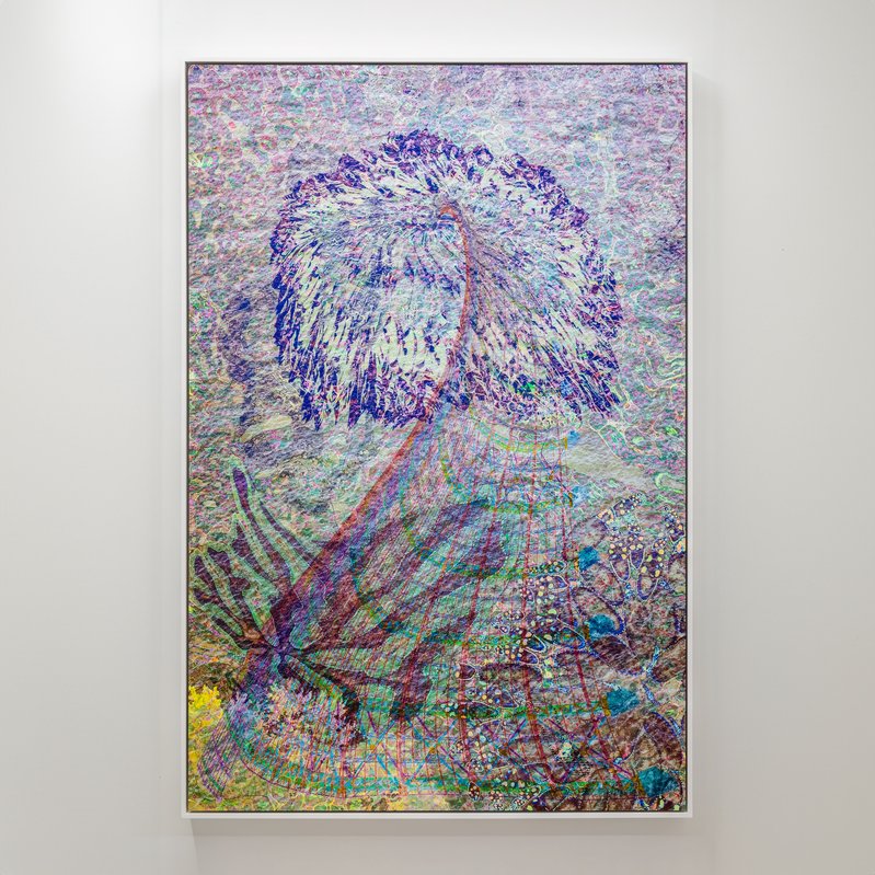 Alex Fischer, Casting a Wide Net, 2022-07-12, a unique 60×40 inch matte gicleé mounted to aluminum, framed. As seen in Giving Entry at NAMARA projects.