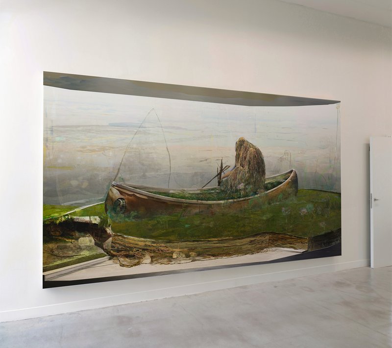 Straw Man (alternate), 2011, 96 × 180 × 0.5 in, matte giclée print