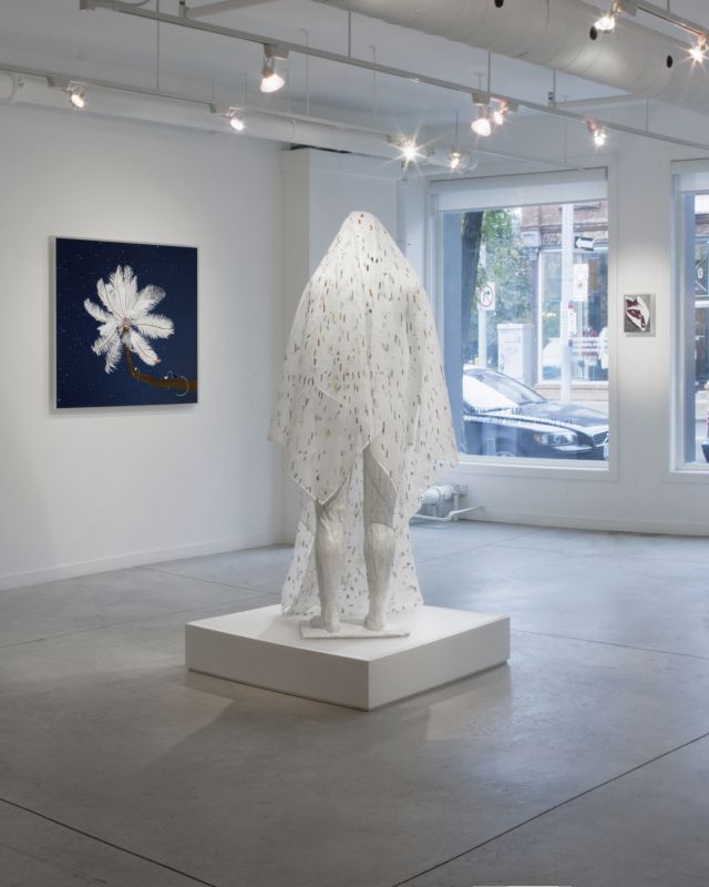 Installation view, Dry Pixels and Wet Molecules, 20131001 — Lichen, Feather Feeder