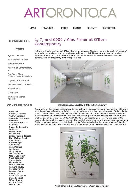 2015 1, 7, and 6000, Alex Fisher at O'Born Contemporary ARTORONTO, 2015
