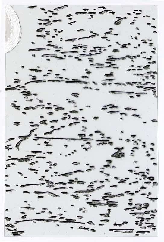 VII 6000 J6, 2015, 6 × 4 in, acrylic on transparent acrylic