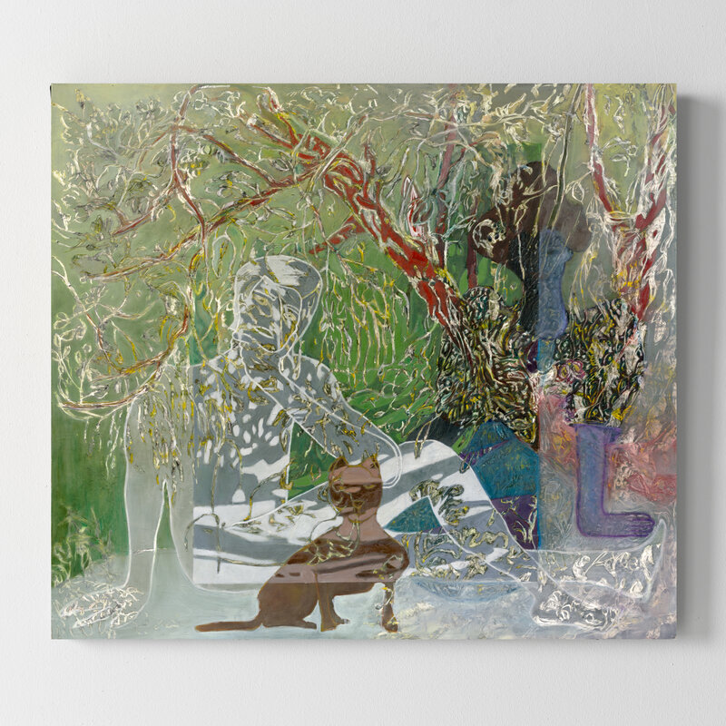 Pet Casper and Hesperie (alternate), 2016, 47.99 × 54.02 × 2.01 in, mixed painting