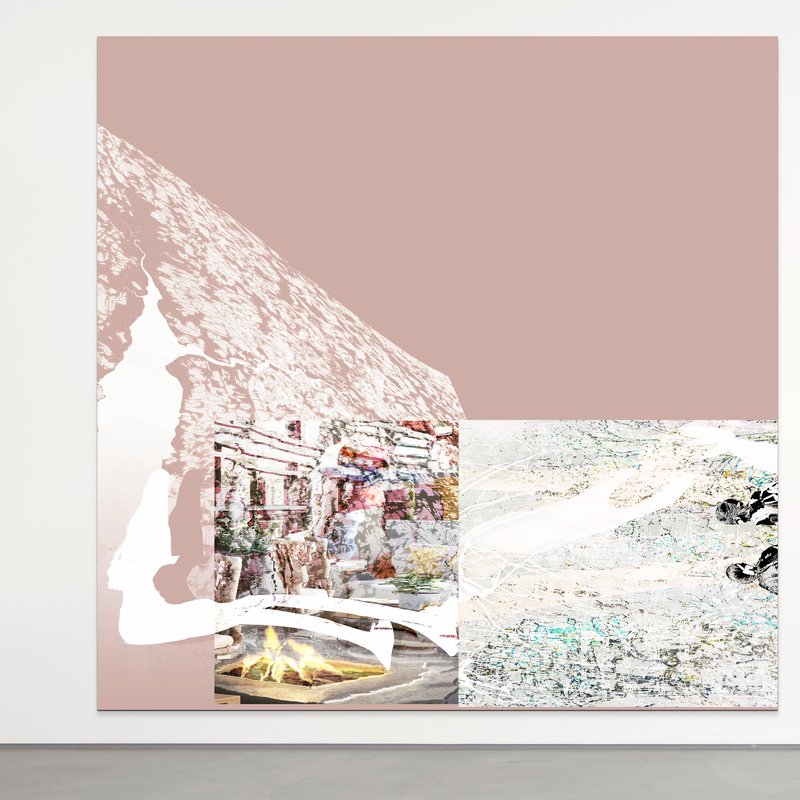Fireside Chat Window (alternate), 2019, 90 × 90 in, matte giclée print