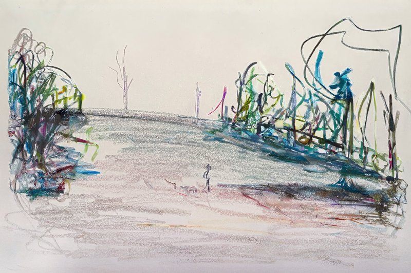 walks 02 artwork, 2024, pastel on paper
