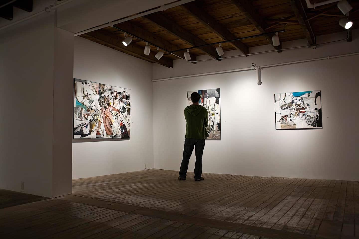 Alex Fischer, (FAR RIGHT) MR City Planning, 2007, 30×36 inch acrylic on canvas