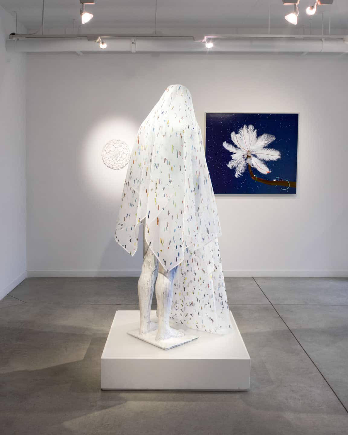 Alex Fischer, FRONT: Lichen, 2013. REVERSE LEFT: Nervous System Preserver, 2013. REVERSE RIGHT: Feather Feeder, 2013 install at Dry Pixels and Wet Molecules, O'Born Contemporary Alex Fischer, FRONT: Lichen, 2013. REVERSE LEFT: Nervous System Preserver, 2013. REVERSE RIGHT: Feather Feeder, 2013 install at Dry Pixels and Wet Molecules, O'Born Contemporary