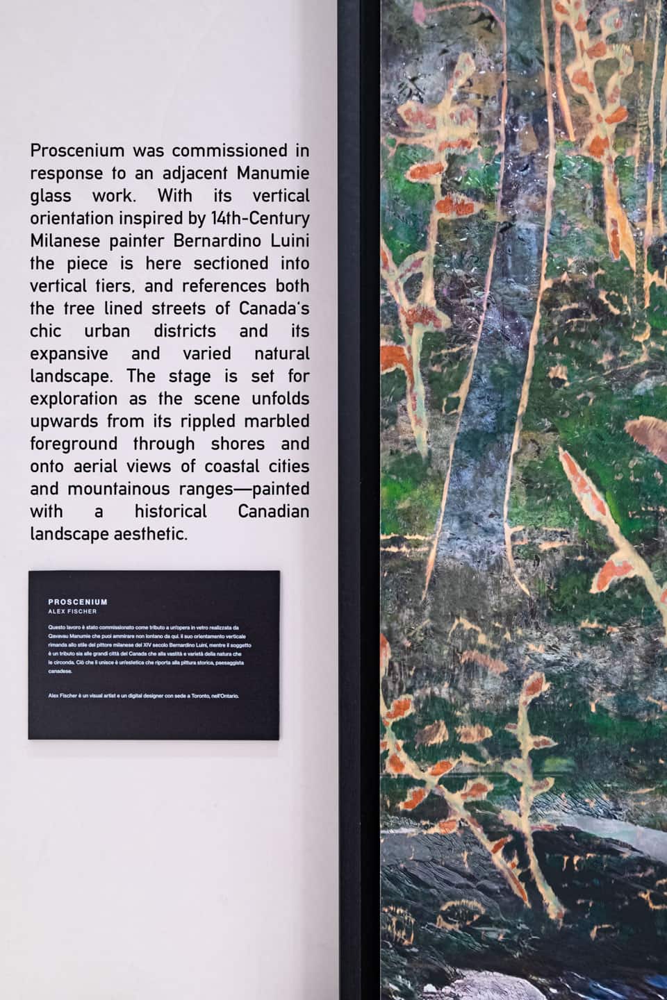 Alex Fischer, Proscenium, 2019, panel detail with translation Alex Fischer, Proscenium, 2019, panel detail with translation