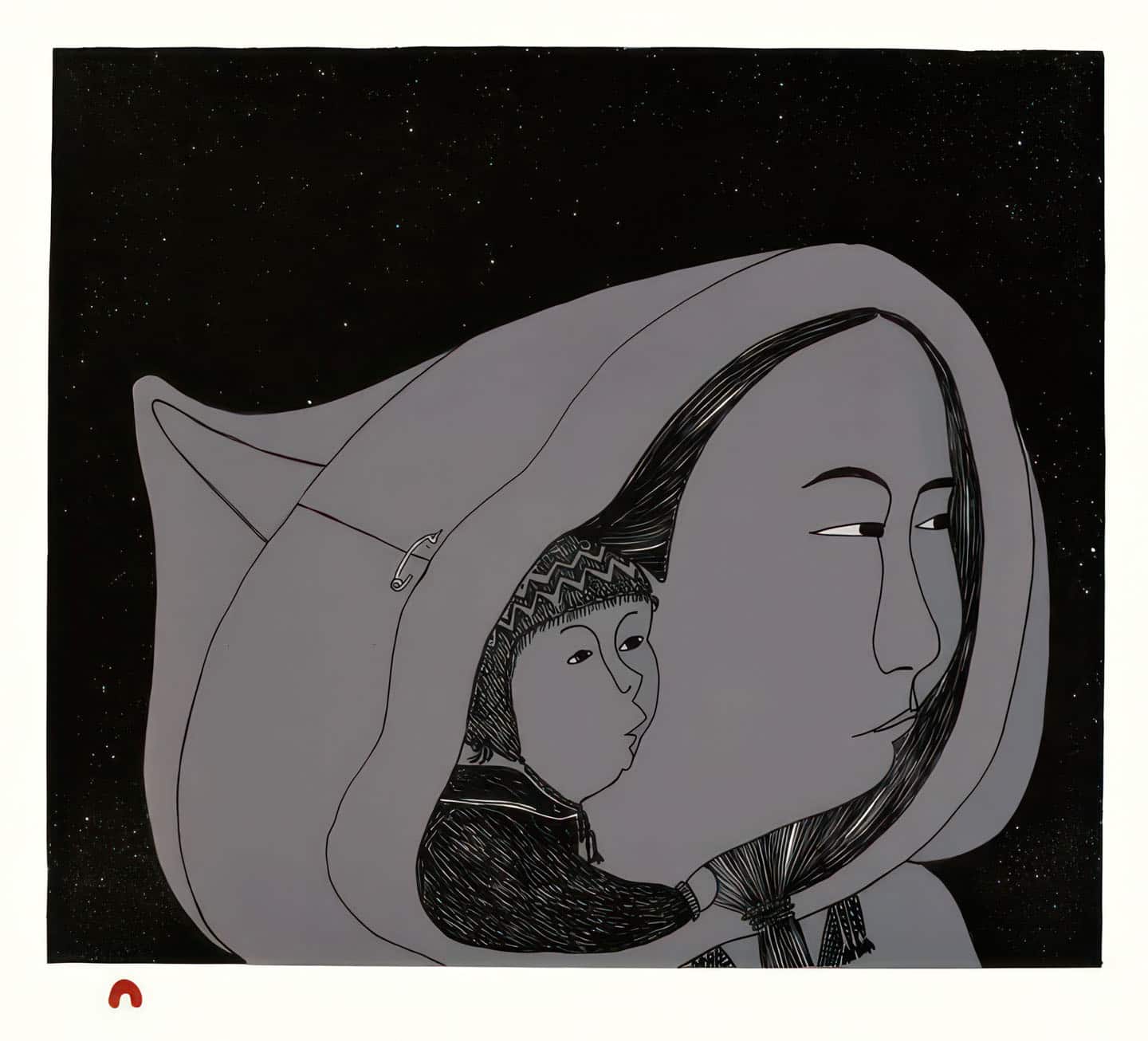 Ningiukulu Teevee, Heading Home, 2022 14⅞&times;16⅓ in lithograph